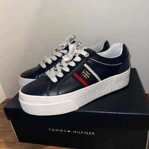 Tommy Hilfiger Badria Dark Blue Sneakers with Red and White Accents
